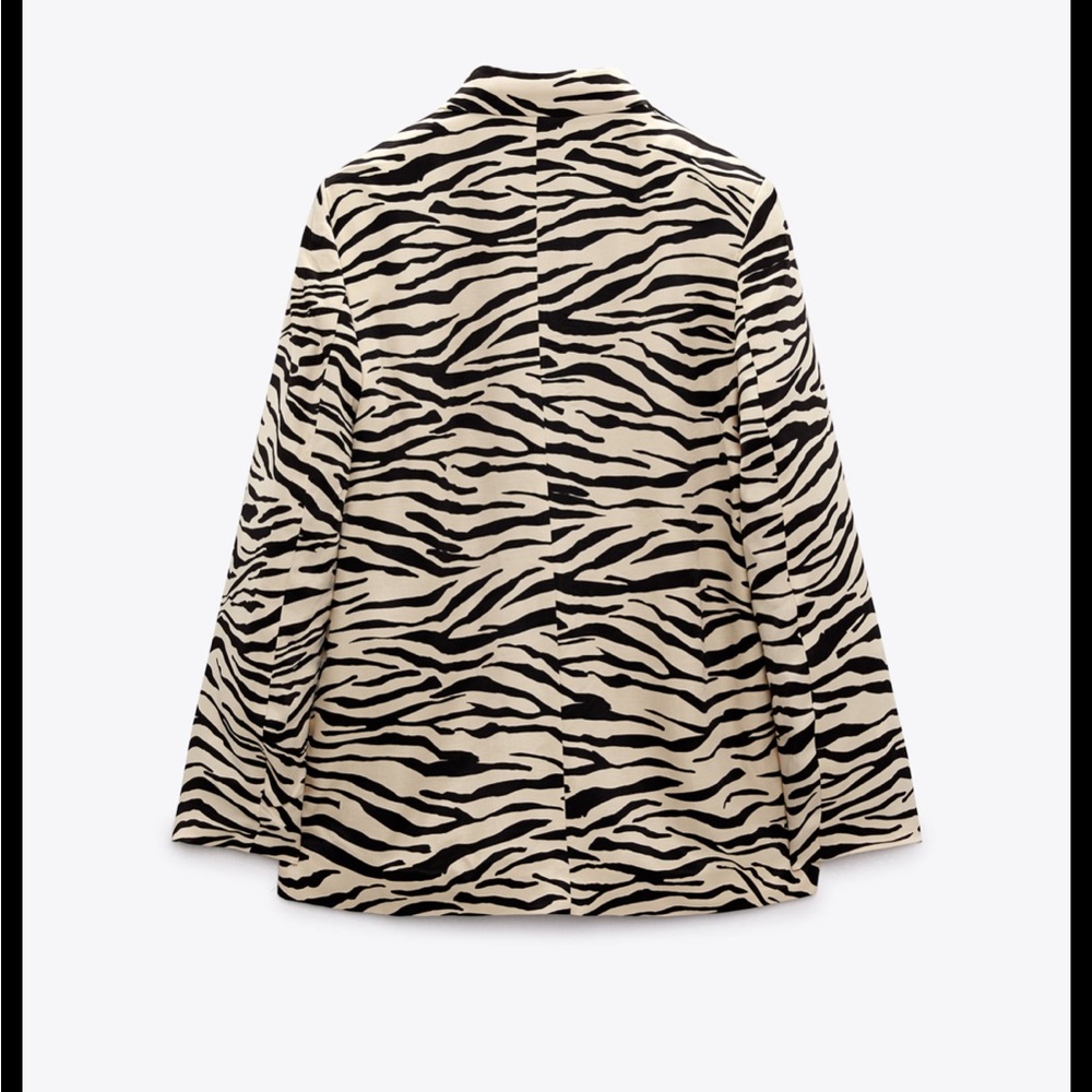 NWT Zara Animal Print Satin Effect Blazer - Picture 13 of 14